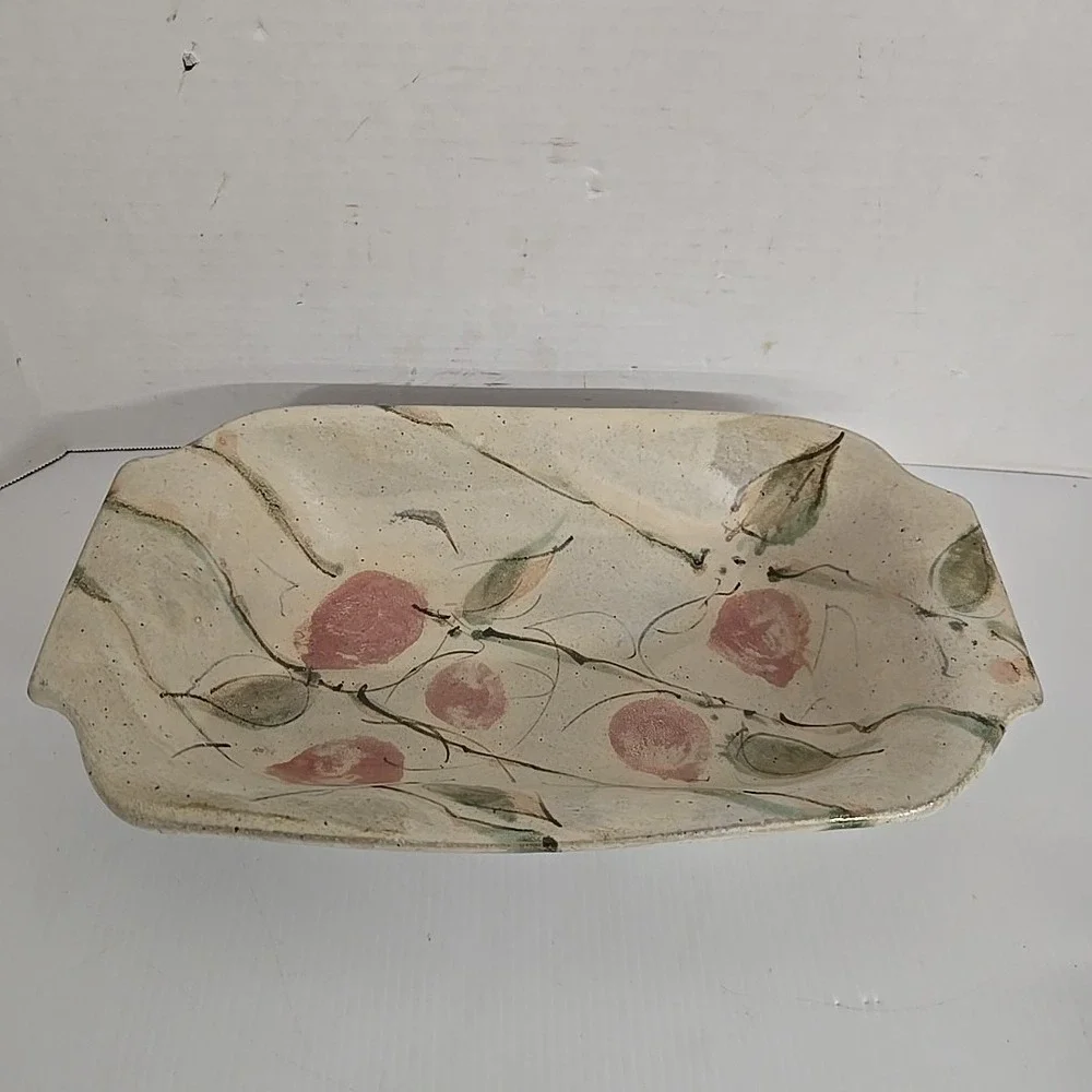 Pottery Stoneware Long Oval Tray‎ Cracker Bread Serving Platter